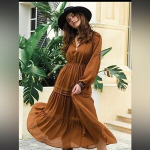 Rusttydustty Lantern Sleeve Flippy Hem Dress size large *